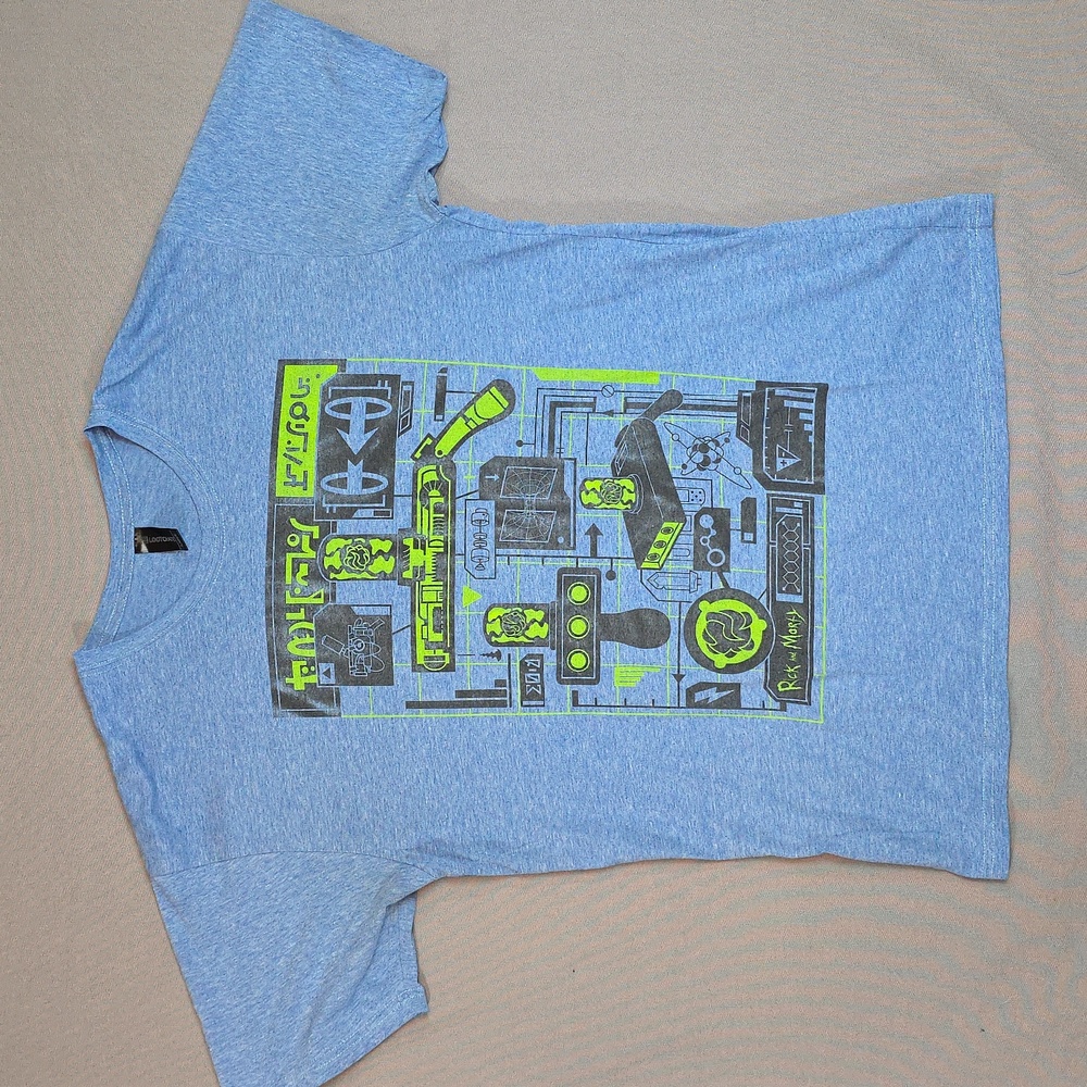 Men's Loot Crate Rick and Morty Blue Short Sleeve Science Lab T-Shirt Large